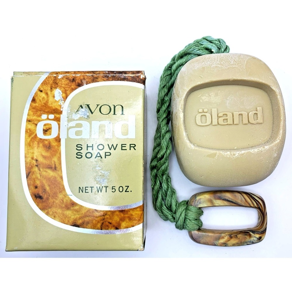 RARE Vintage Avon Oland "Soap on a Rope" Full Men's Bath Bar Fragrant NOS in Box